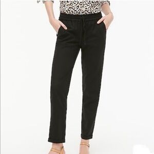 J Crew Factory Black Linen Cotton Drawstring Pants